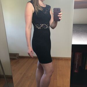 Reformation Black Lace Mini Dress xs